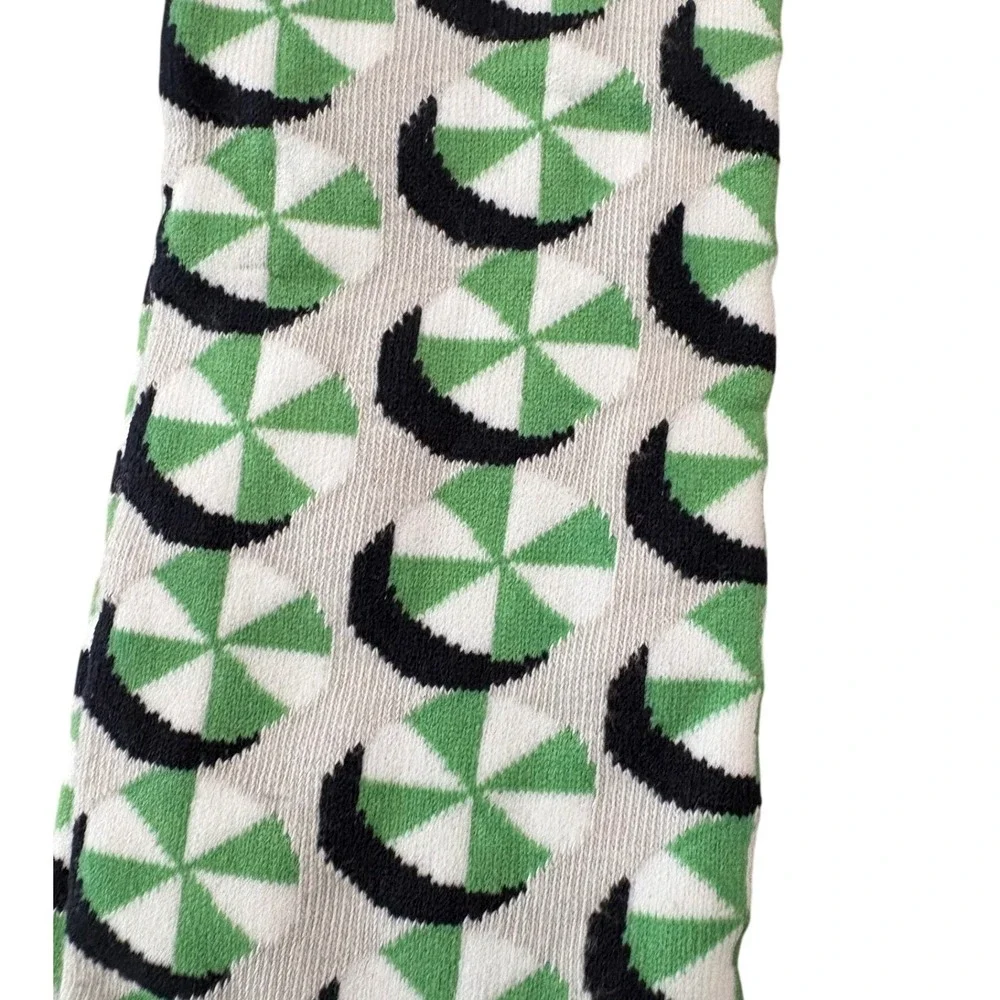 NWT Virgin Atlantic Tel Aviv Mens Crew Socks Green White Geometric Umbrella